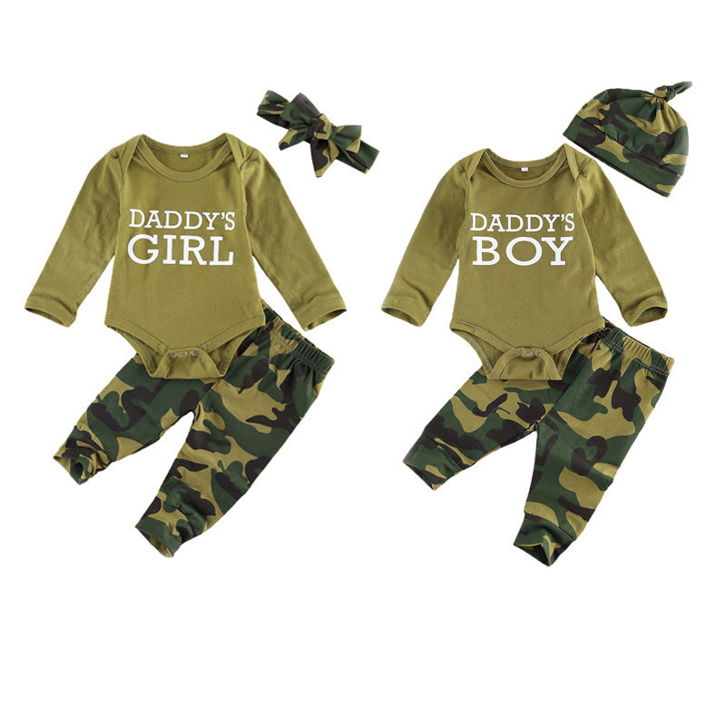 Stylish Kids Camouflage Sets: Letter-Printed Fun