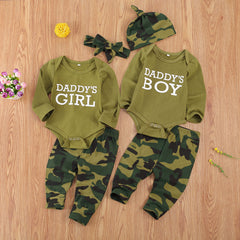 Stylish Kids Camouflage Sets: Letter-Printed Fun