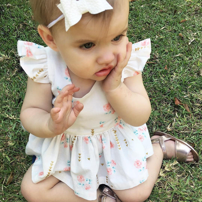 Baby Girl Dress: Floral Print and Ruffled Sleeves