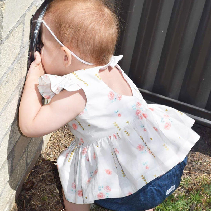 Baby Girl Dress: Floral Print and Ruffled Sleeves