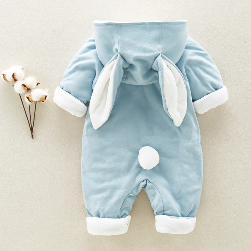 Cozy Cotton Romper: Hooded and Thickened for Newborns