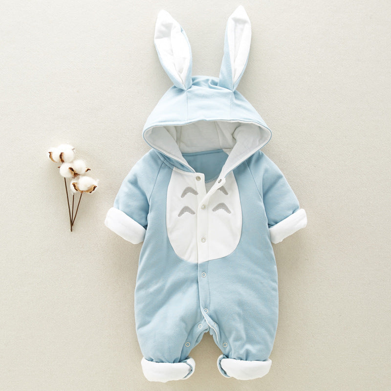 Cozy Cotton Romper: Hooded and Thickened for Newborns