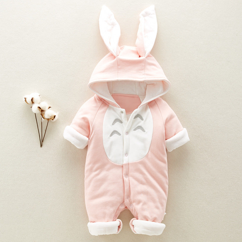 Cozy Cotton Romper: Hooded and Thickened for Newborns