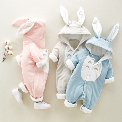 Cozy Cotton Romper: Hooded and Thickened for Newborns